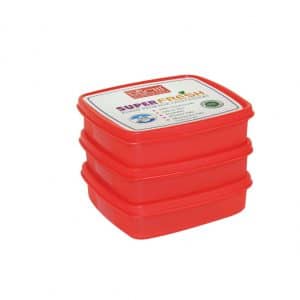 Square Container 400 Ml(set Of 3) Shade Red