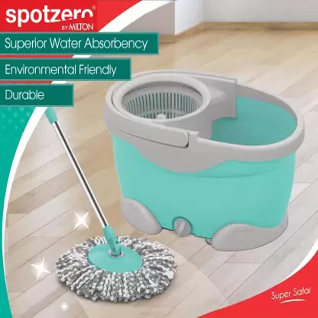 Spotzero by Milton Maxx With Four Wheels Plastic Wringer Spin Mop, Bucket 1